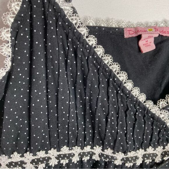 Y2K Dream Modes Tank Top Medium Black White Polka Dots - Picture 4 of 10